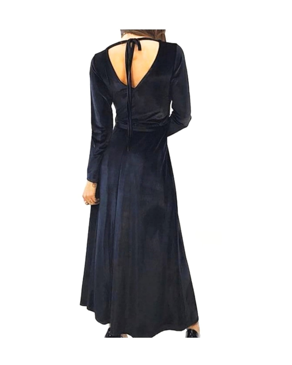 Long velvet dress, BLACK!