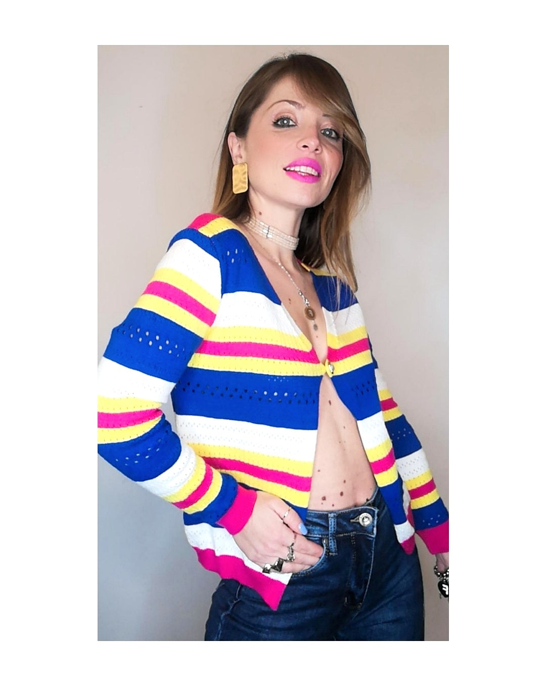 Multicolor striped cardigan!