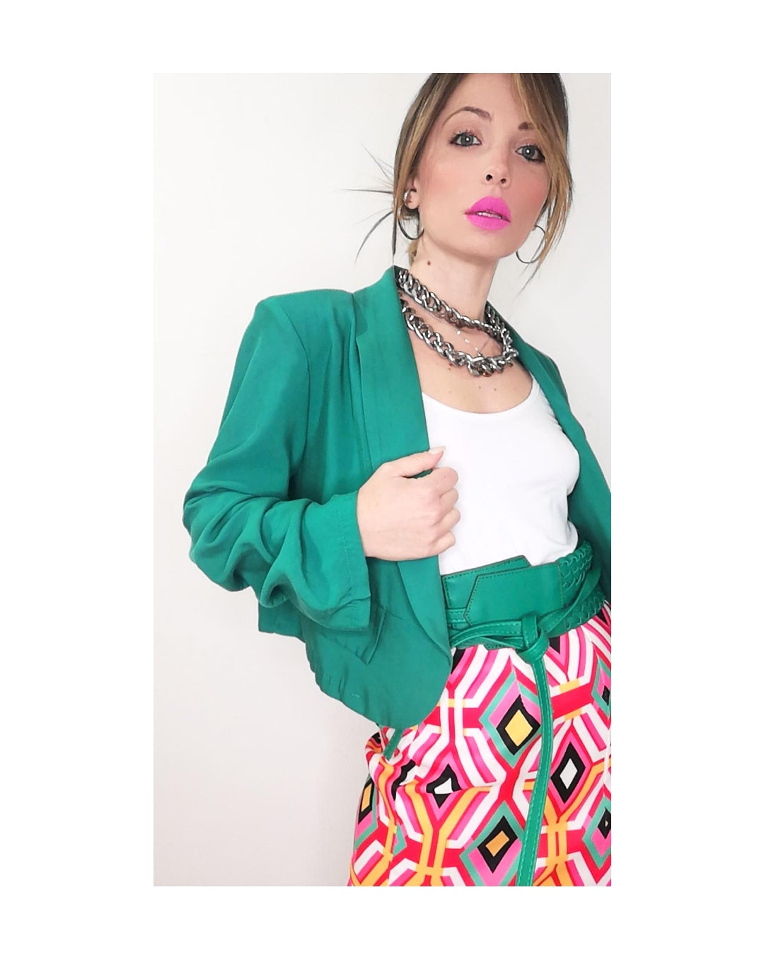 Blazer crop misto viscosa!