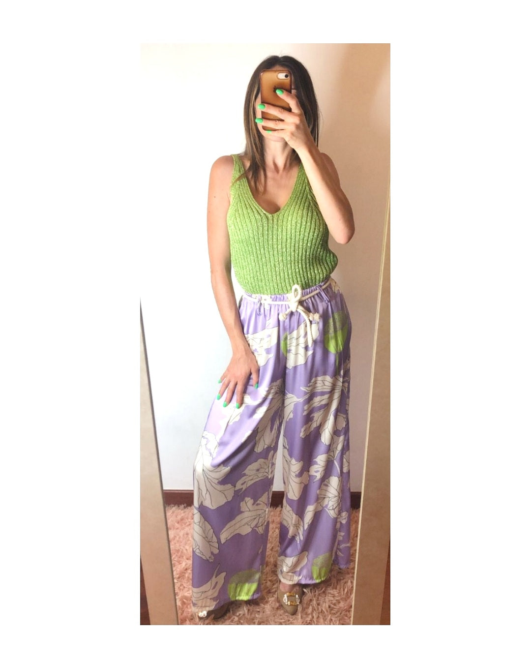 Floral palazzo trousers, LIME/LILAC!