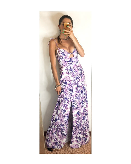 Vestito lungo fiori di lilla'!