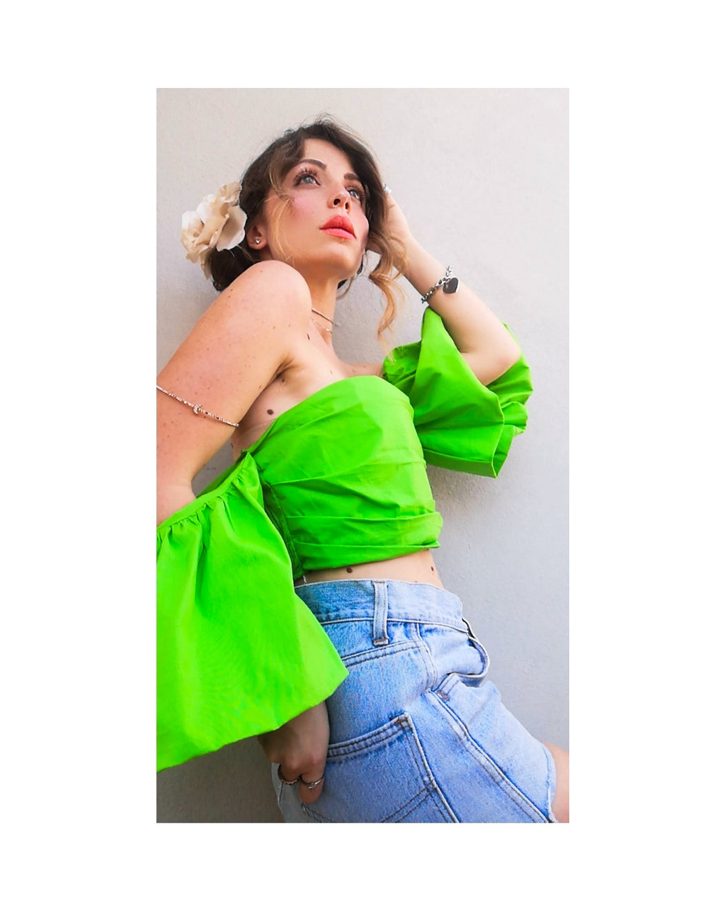 Balloon sleeve top: FUCHSIA, PISTACHIO, ELECTRIC BLUE, BLACK!