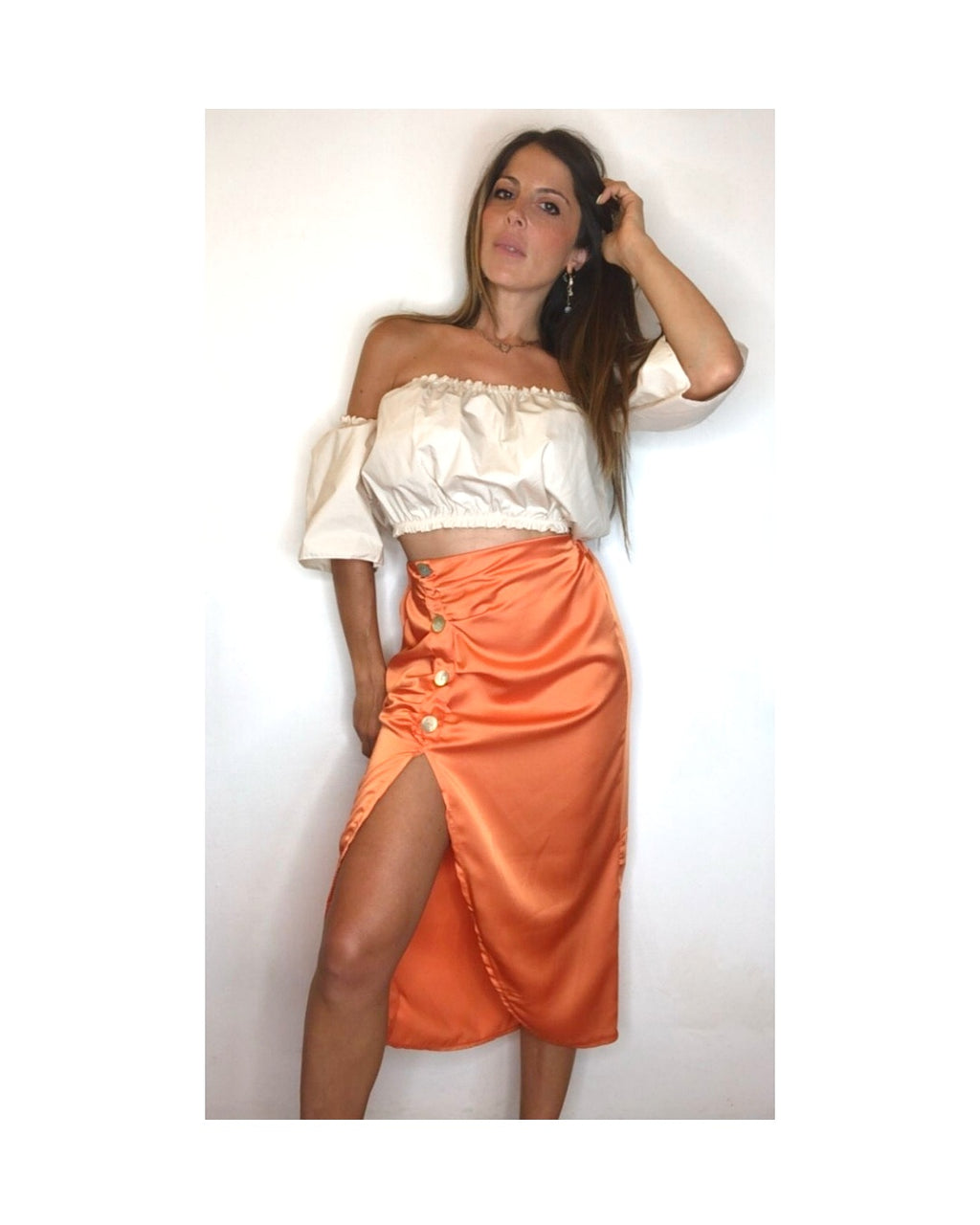 Top a fascia in cotone, AVORIO!