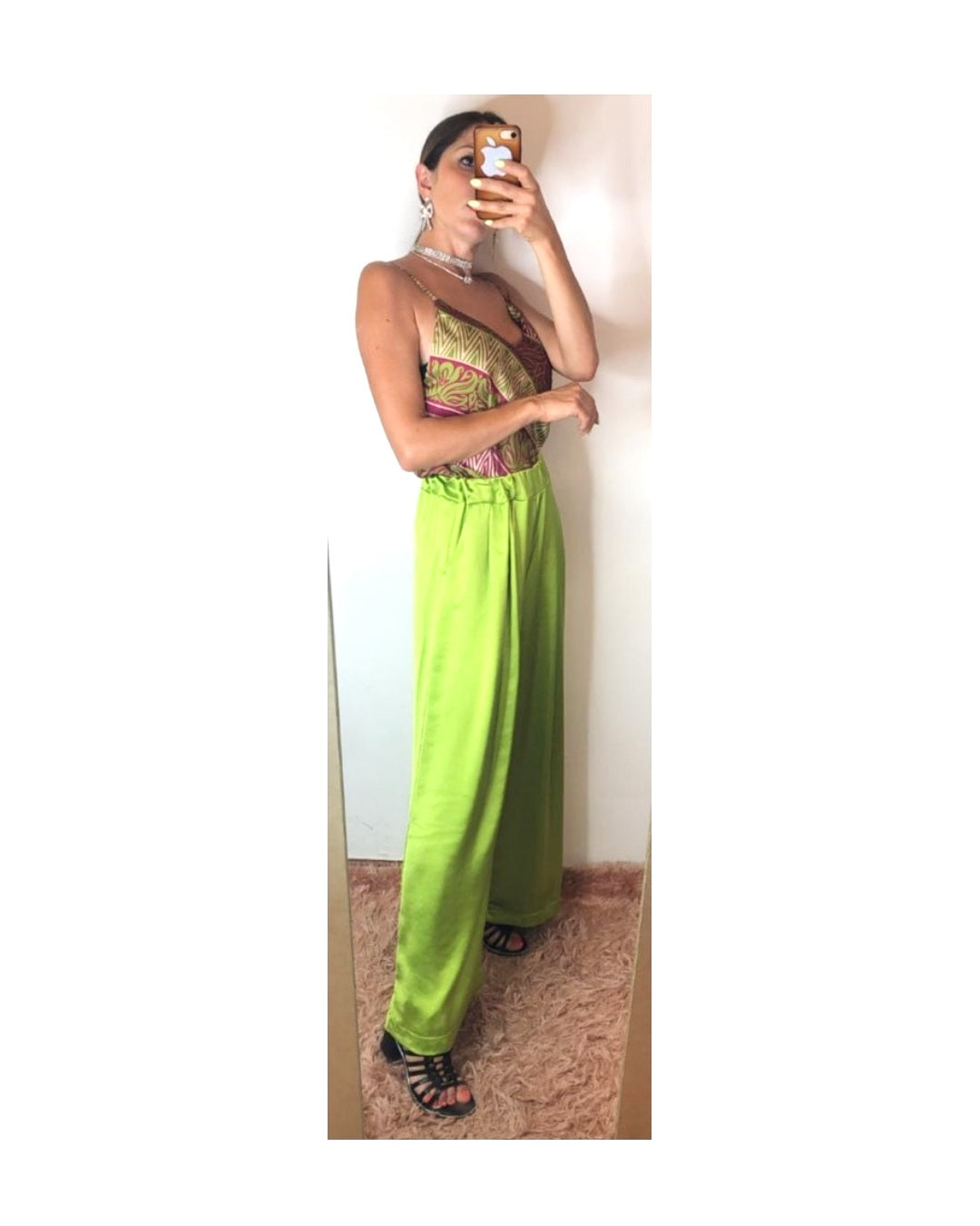 Satin palazzo pants, PISTACHIO!