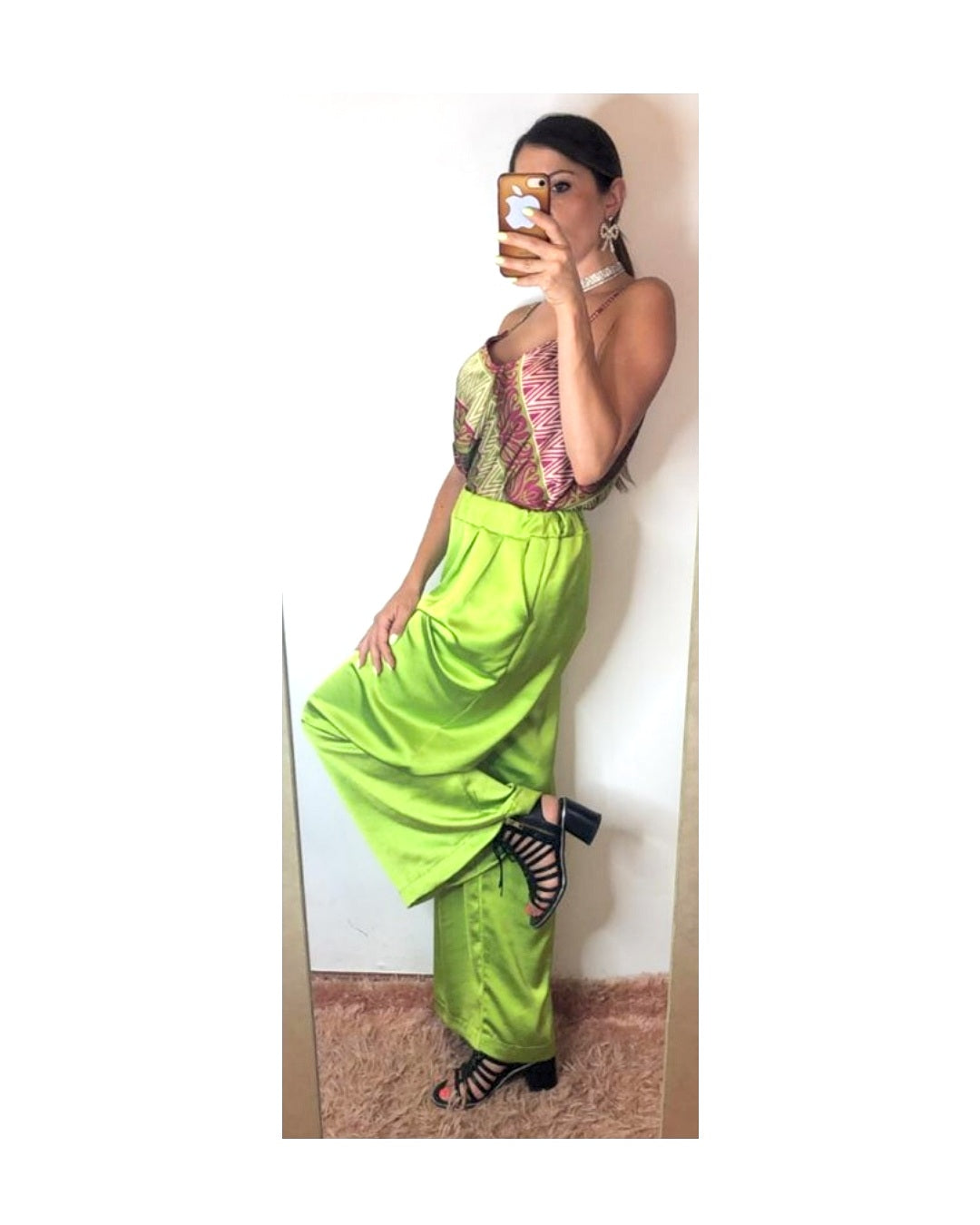 Satin palazzo pants, PISTACHIO!