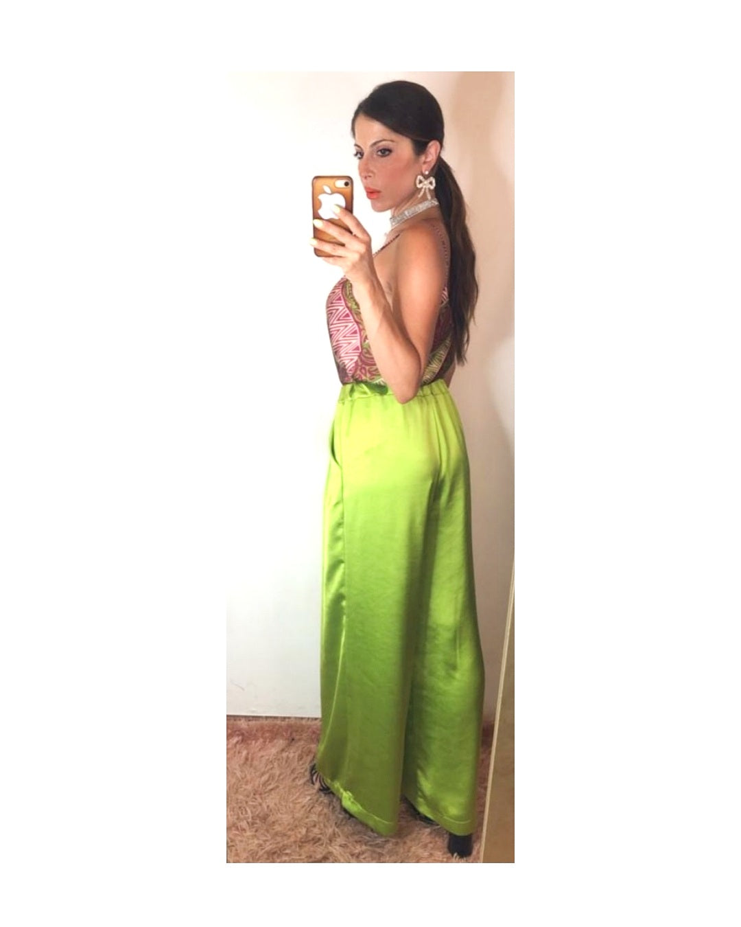 Satin palazzo pants, PISTACHIO!