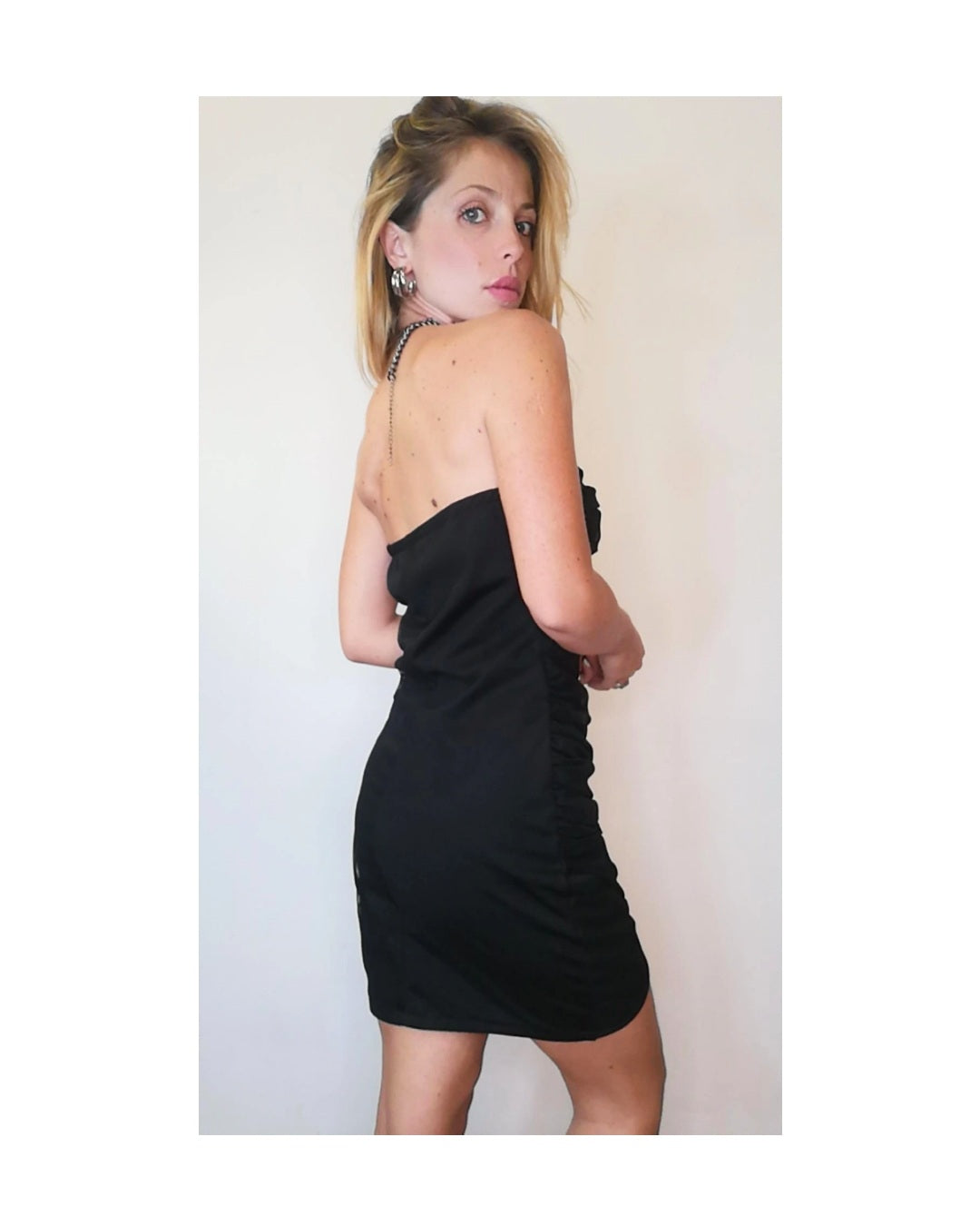 Bustier sheath dress with tulle, BLACK!