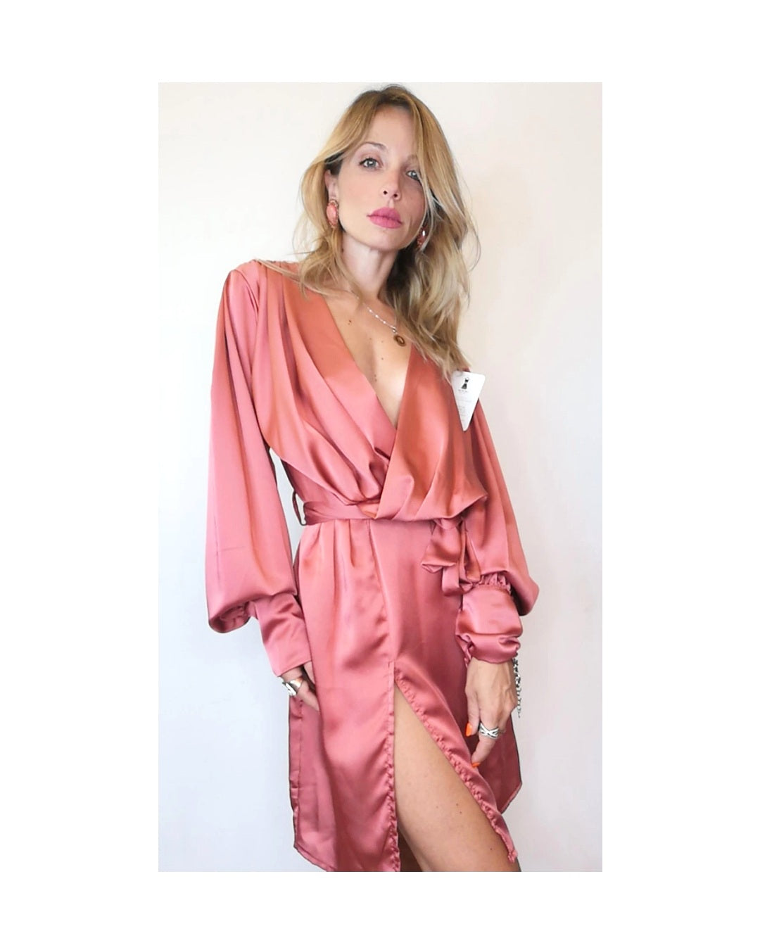 Satin dress, BRICK!