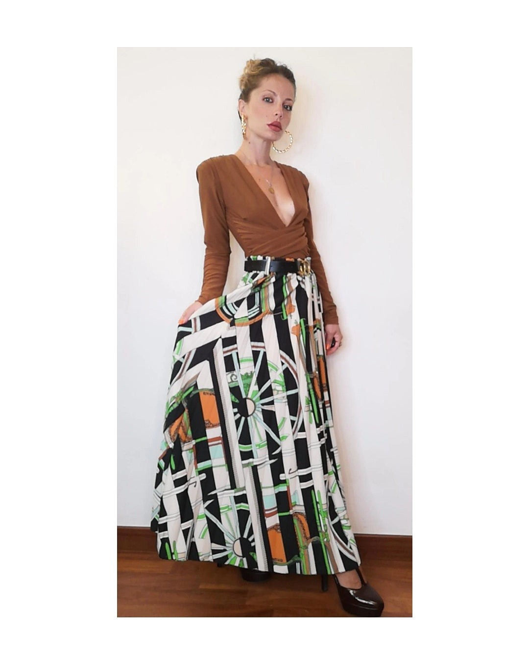 Chain pleated skirt: BLACK!