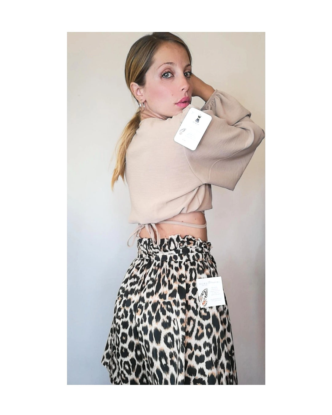 Tie crop blouse: BLACK or SAND!