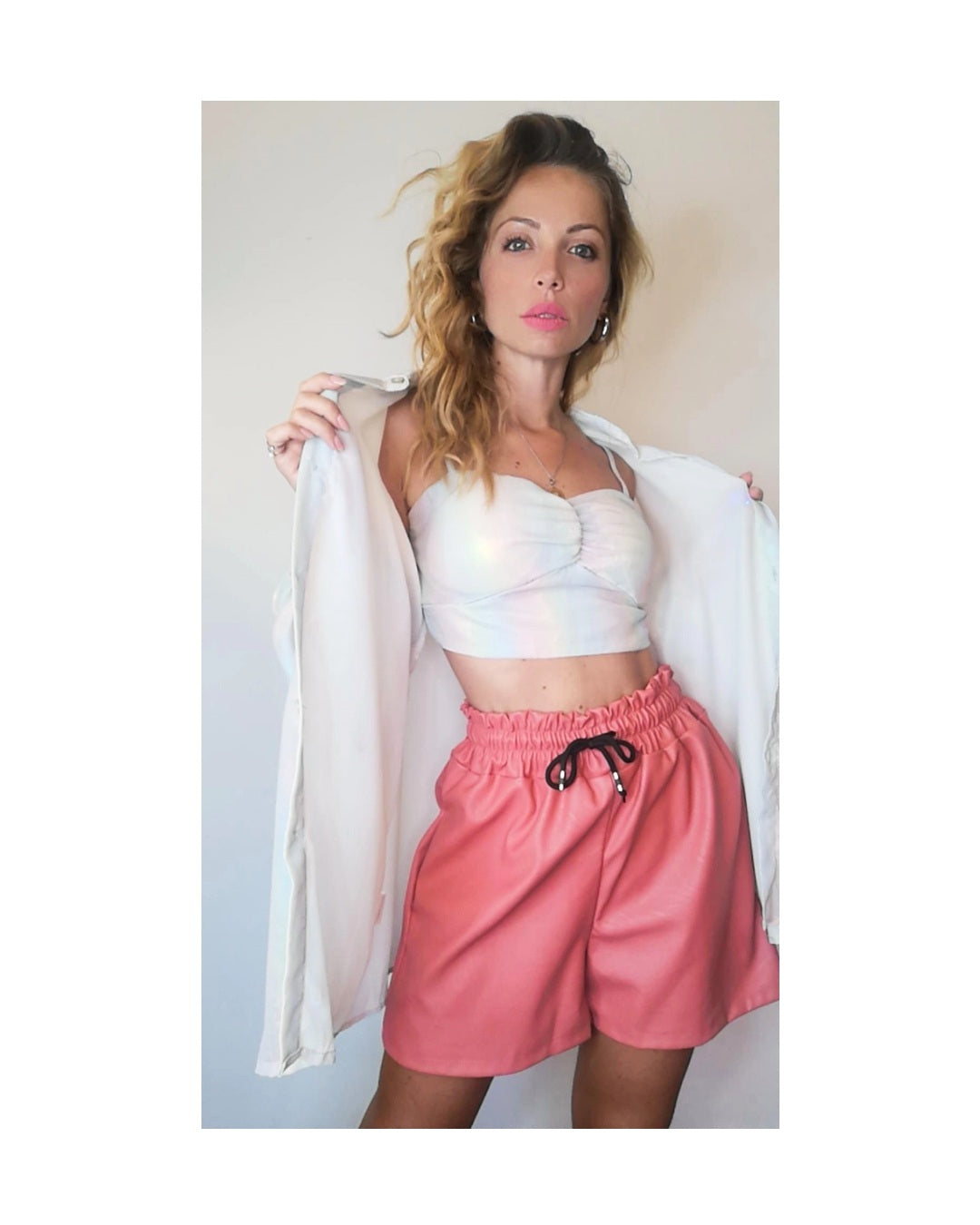 Faux leather shorts, PEACH!