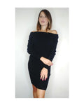 Knitted sheath dress with boat neckline: BLACK or GRAY!