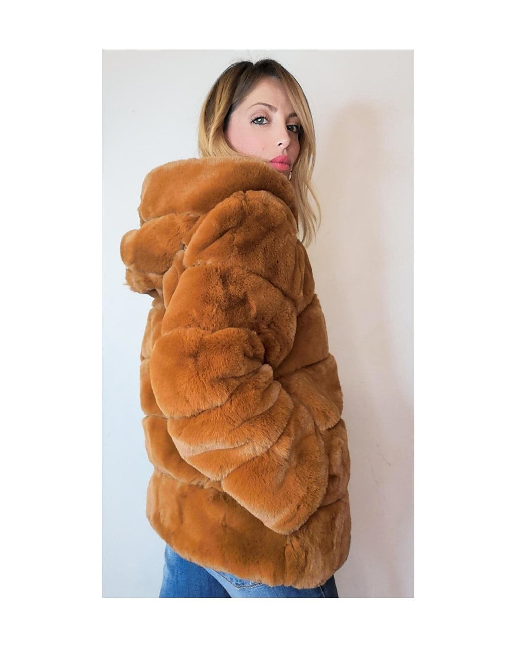 Ecofur with hood and zip, TOBACCO!