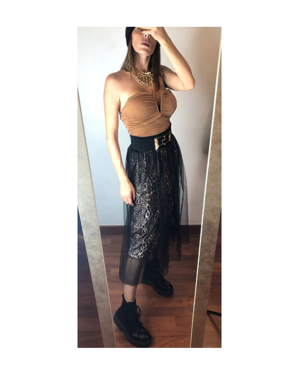 Tulle and animalier midi skirt!