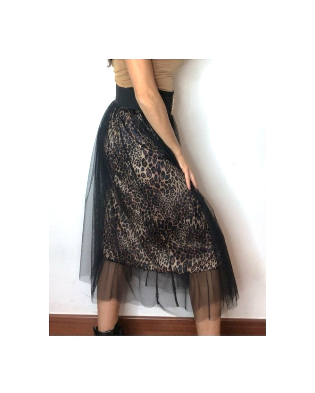 Tulle and animalier midi skirt!