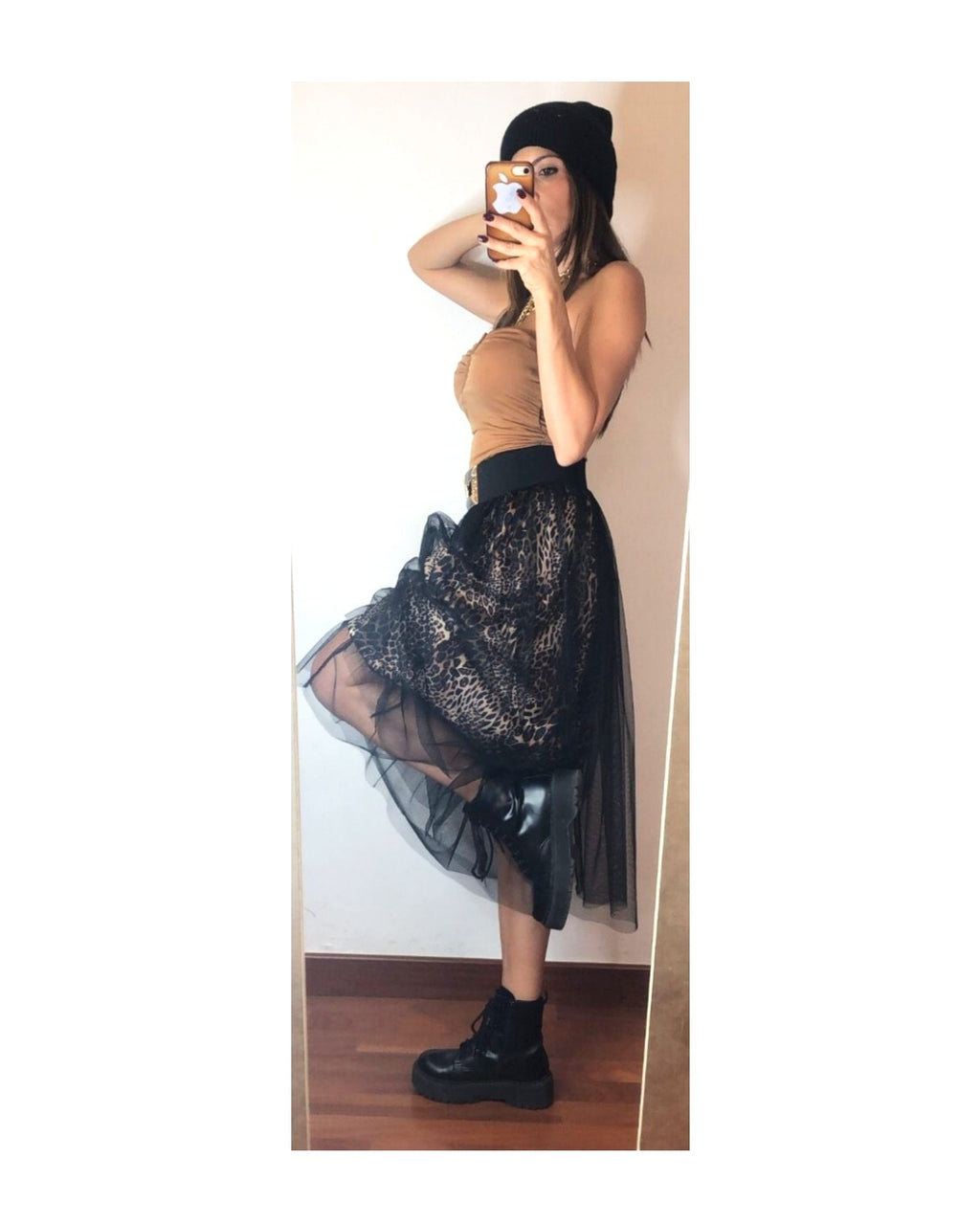 Tulle and animalier midi skirt!