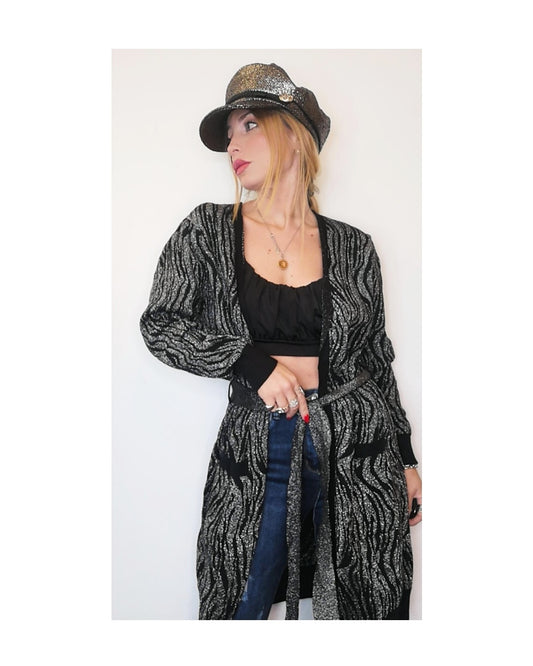 Cardigan misto viscosa, STRIATO LUREX!