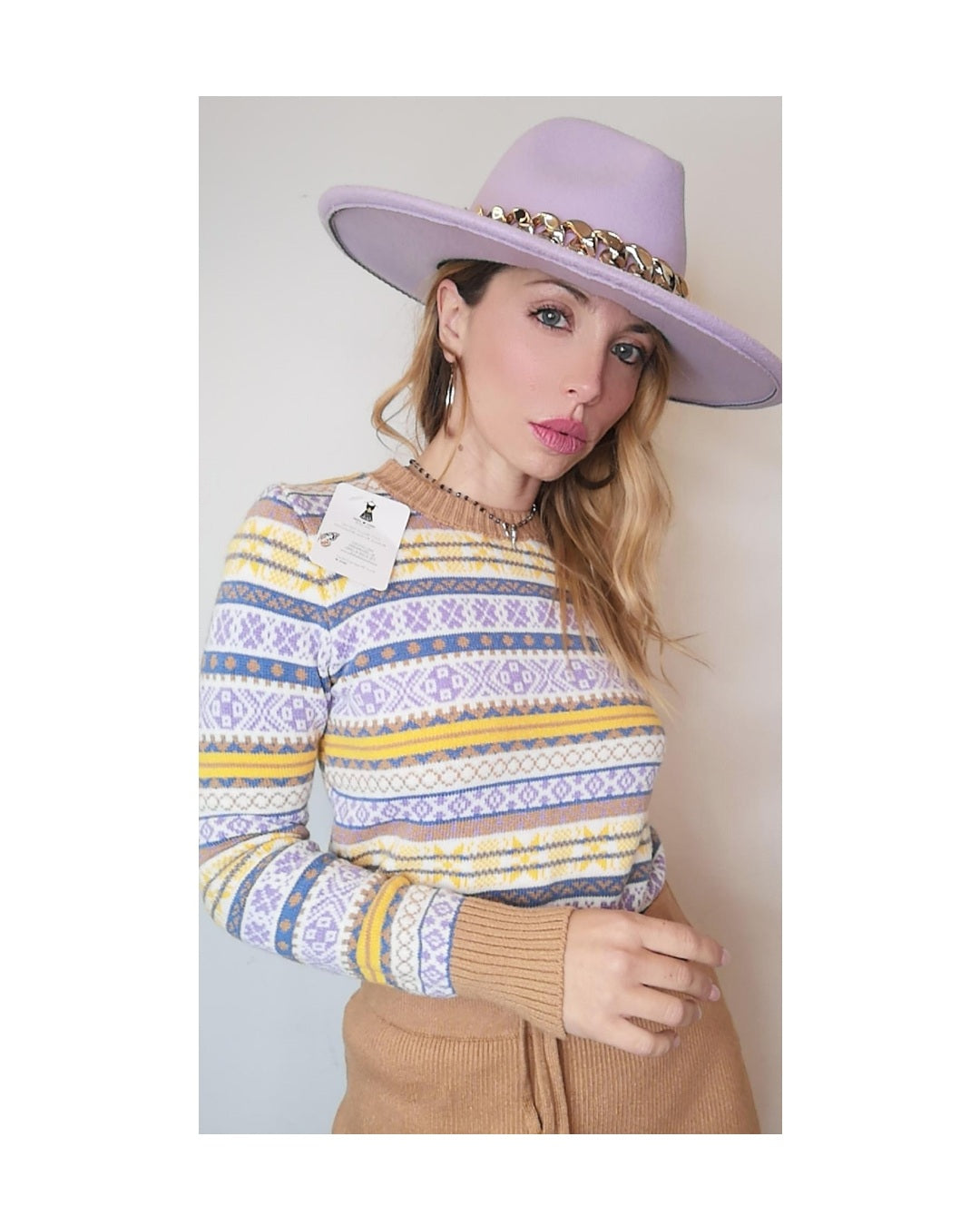 Wide brim hat with chain: MINT or LILAC!