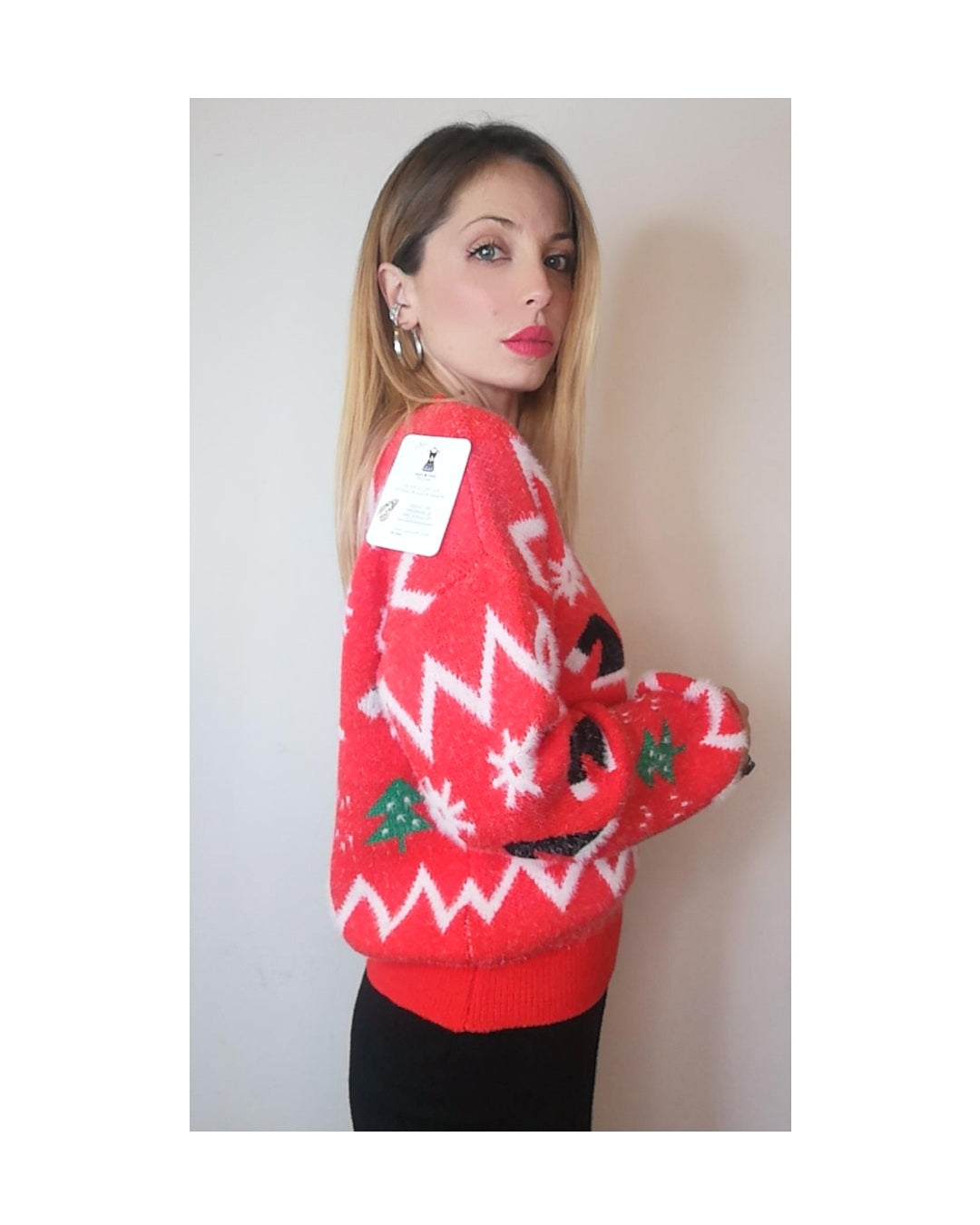 Maglione peluche CAPPELLI NATALE: ROSSO o MELA!