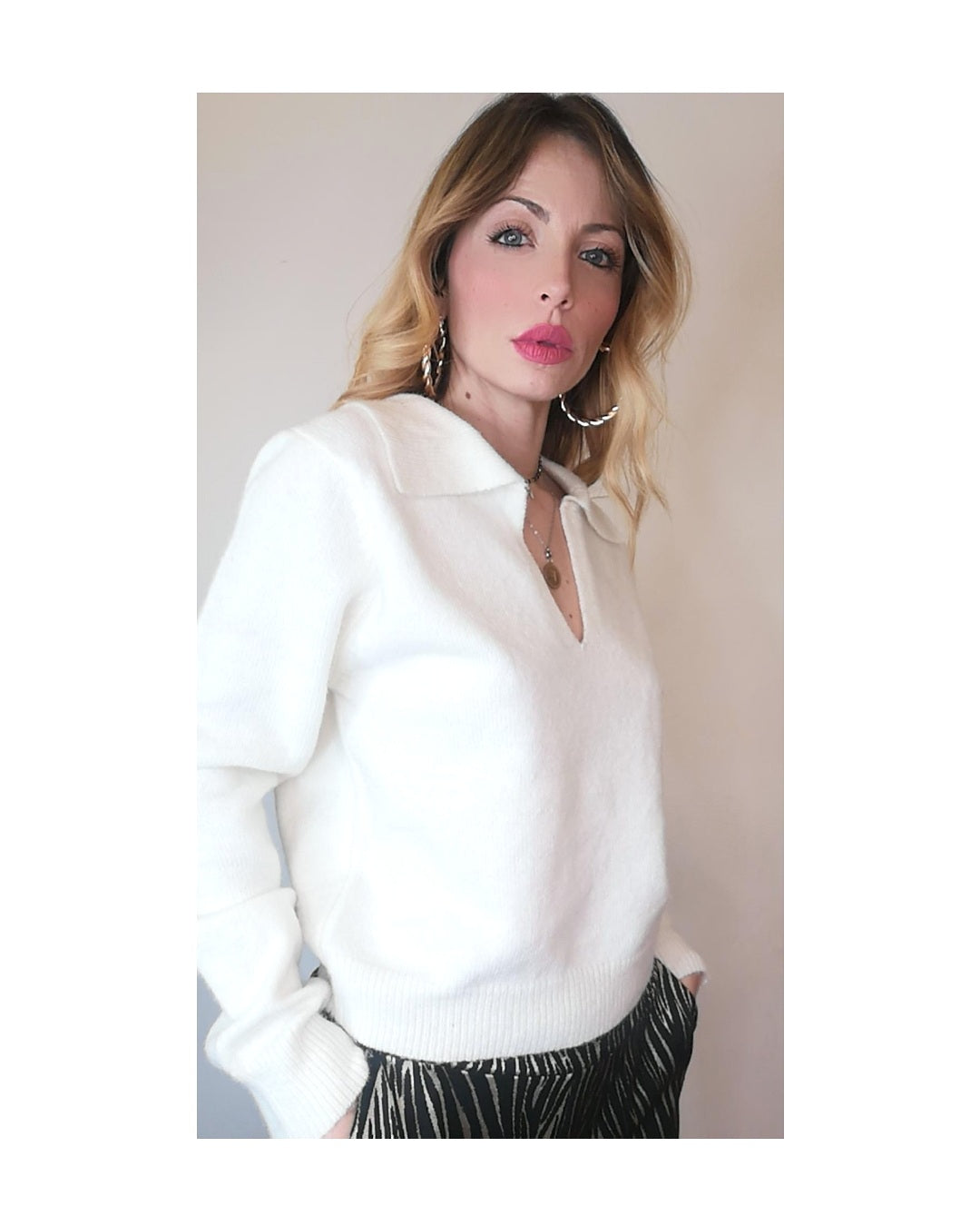 Maglione 'Polo', BIANCO!