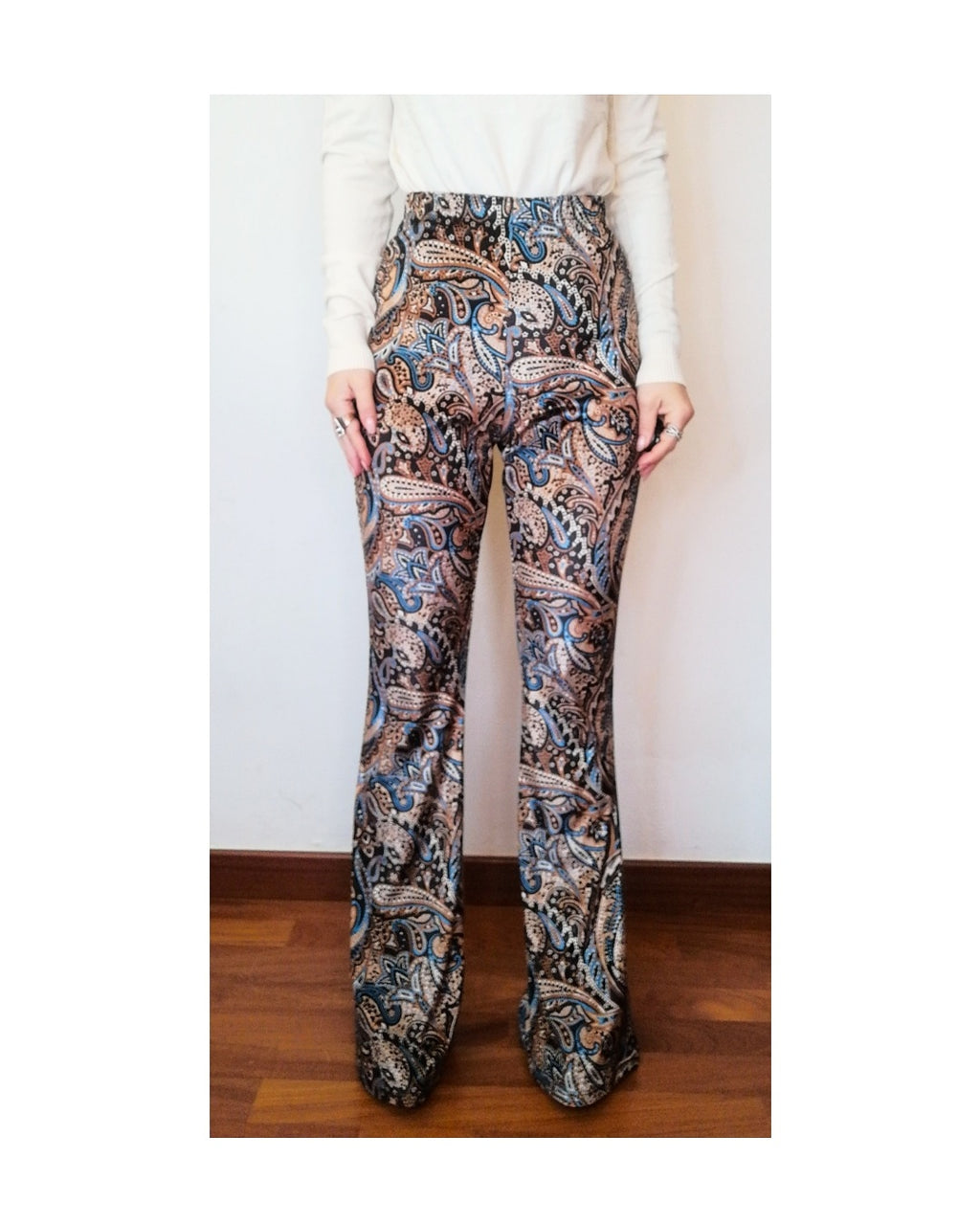 Pantalone jacquard in vellutino a zampa!