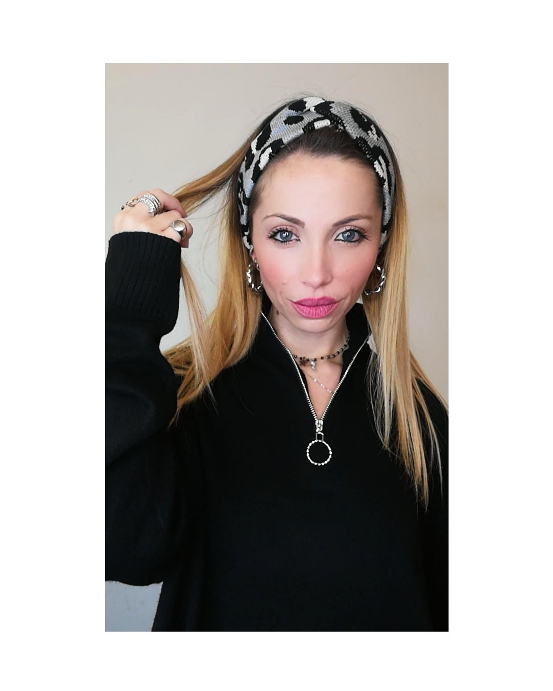 Animalier viscose headband, GRAY!