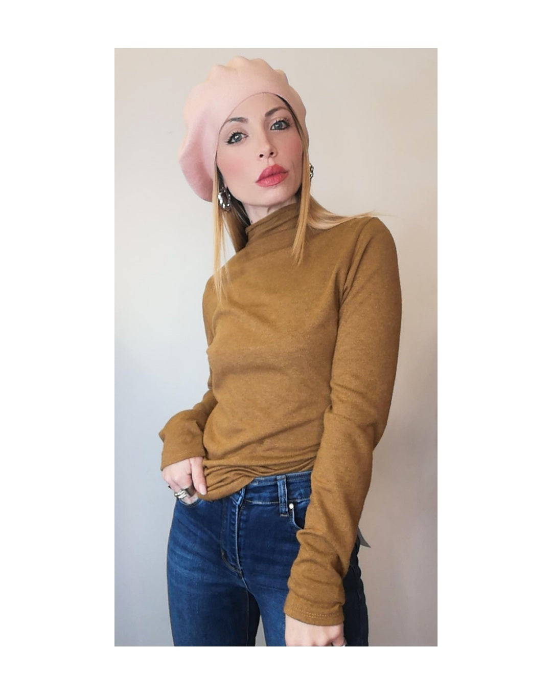 'Second Skin' turtleneck sweater, TOBACCO!