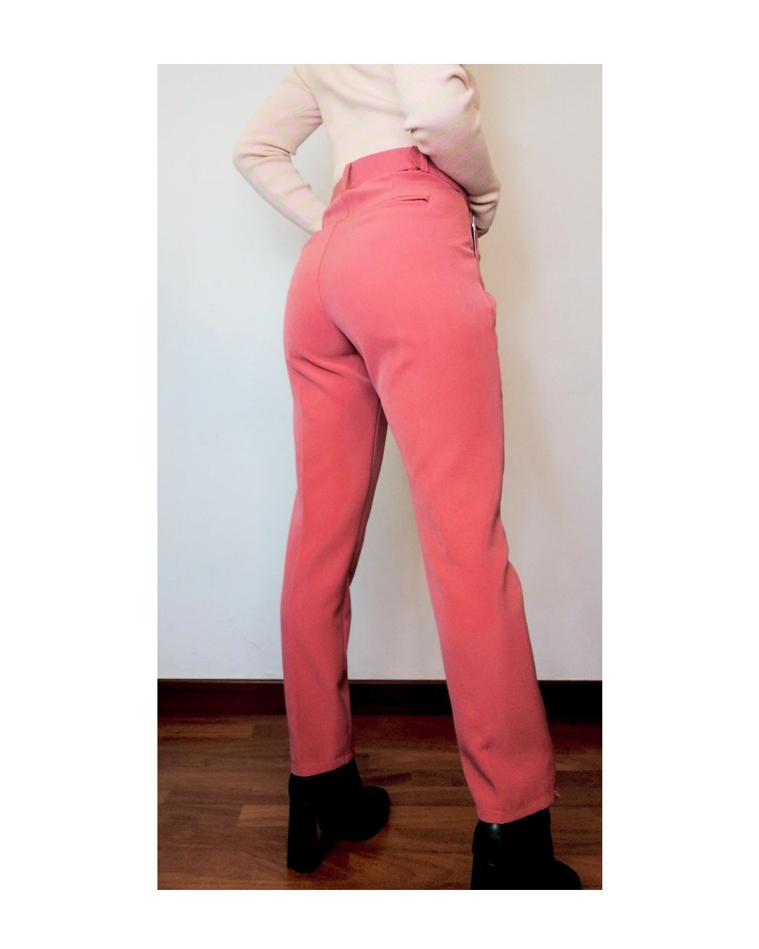 Straight trousers with belt, PEACH!