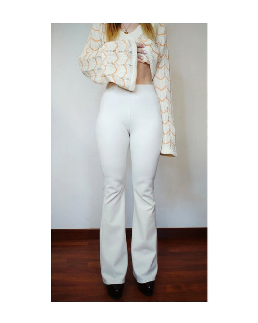 Milano stitch jersey flared trousers: BUTTER!