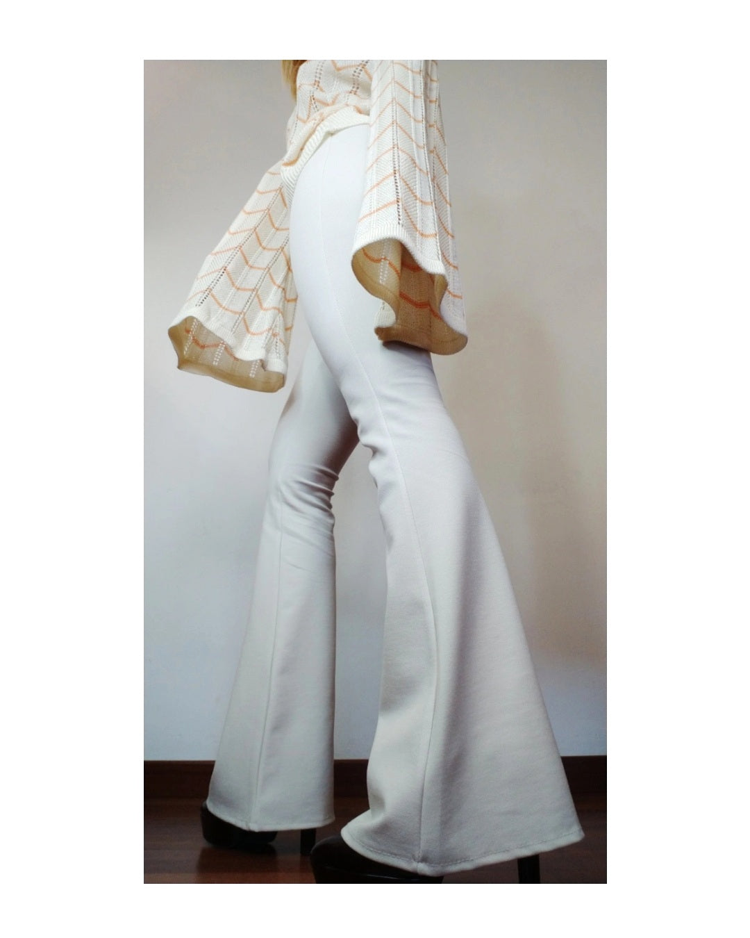 Milano stitch jersey flared trousers: BUTTER!