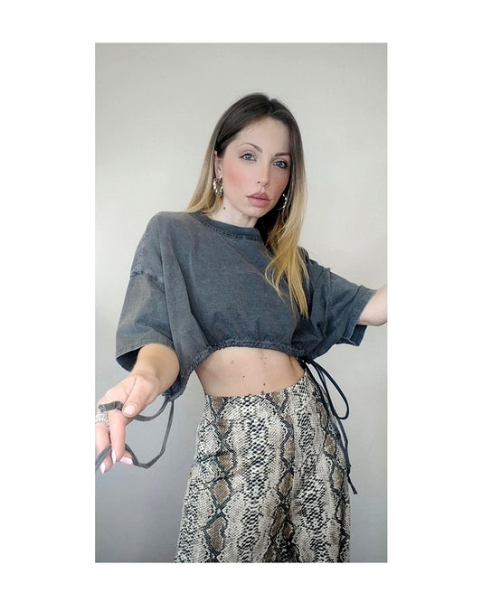 Tee Crop Stone Wash con lacci!