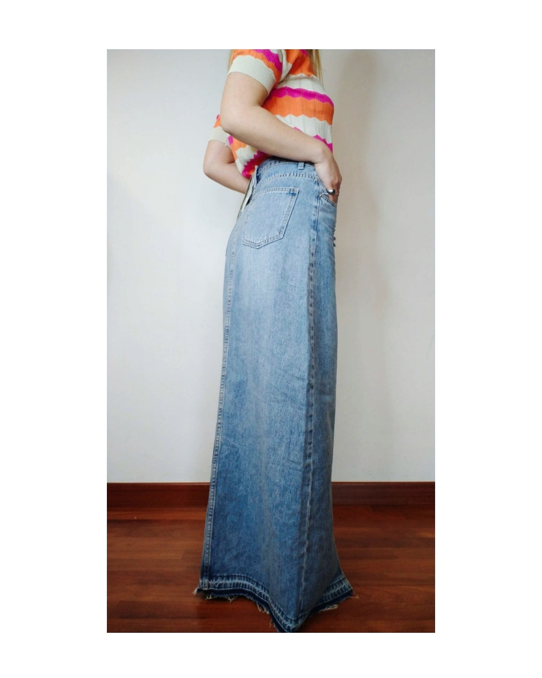 Long no-stretch denim skirt!